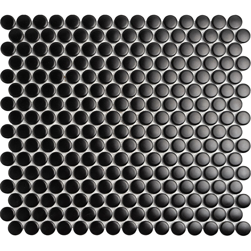 Dark Star Matte PENNY ROUND MOSAIC TILE - TILE & MOSAIC DEPOT