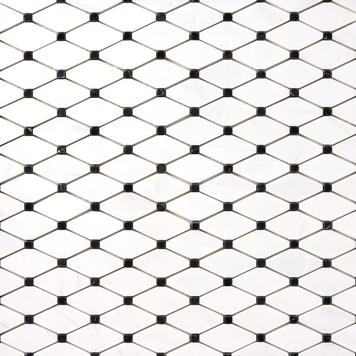 Bianco Dolomite Marble Octave with Black Dots Polished Mosaic Tile - TILE & MOSAIC DEPOT