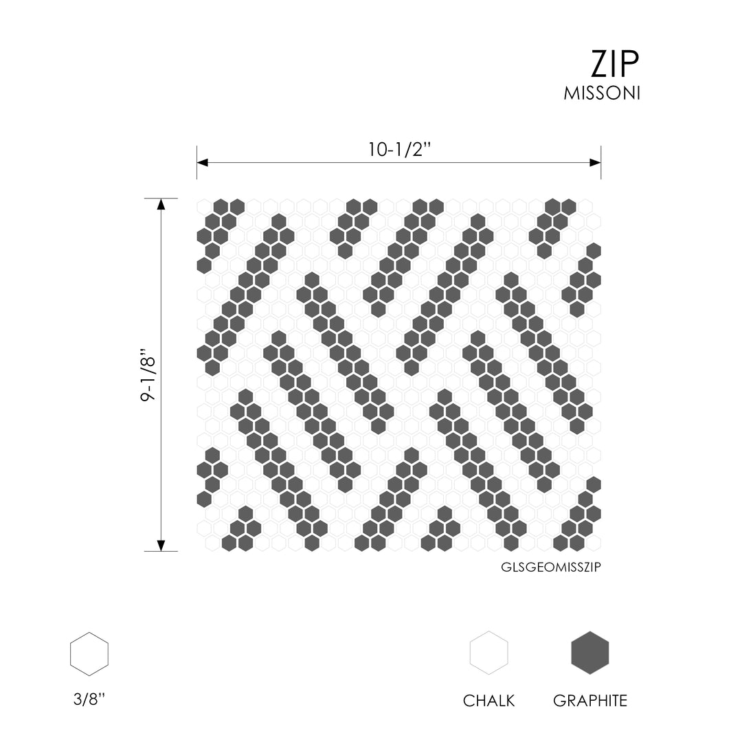 Geometro Missoni Zip Recycled Glass Mosaic Tile - TILE & MOSAIC DEPOT