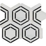 Georama Nero Polished Hexagon Mosaic Tile - TILE & MOSAIC DEPOT