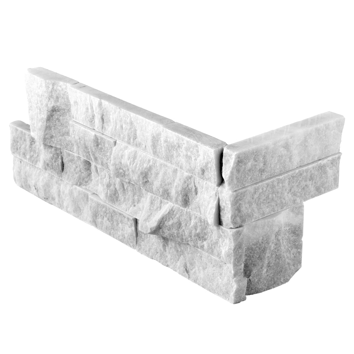 Glacier White Marble 6x24 Stacked Stone Ledger Corner