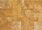 Gold Travertine Unfilled Brushed & Chiseled Versailles Pattern Tile