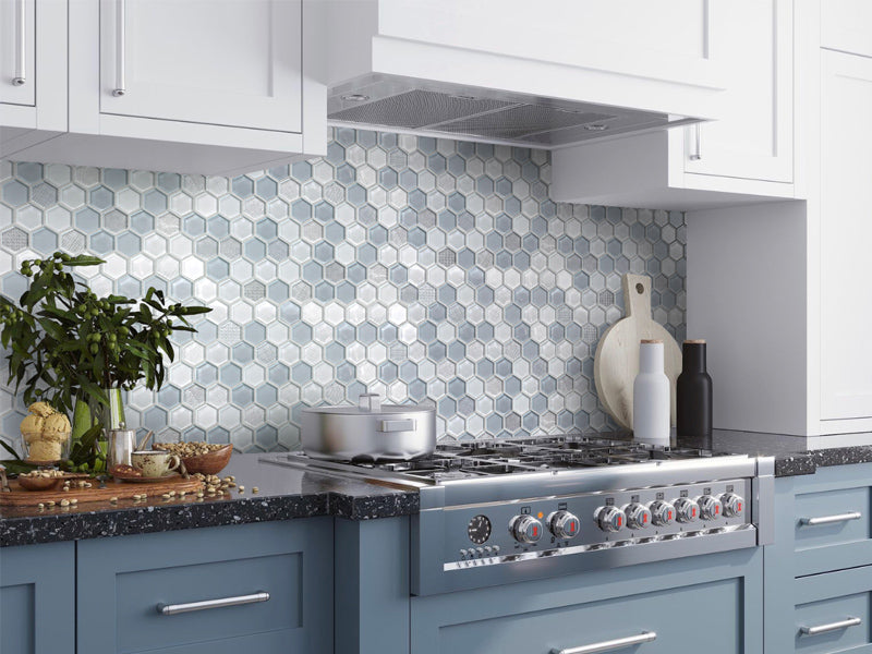 ICELAND REYKJAVIK HEX Glass Mosaic Tile - TILE & MOSAIC DEPOT