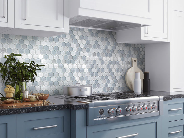 ICELAND REYKJAVIK HEX Glass Mosaic Tile - TILE & MOSAIC DEPOT