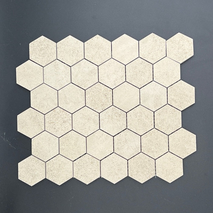 Golden Beach Limestone 2x2 Hexagon Honed Mosaic Tile - TILE & MOSAIC DEPOT