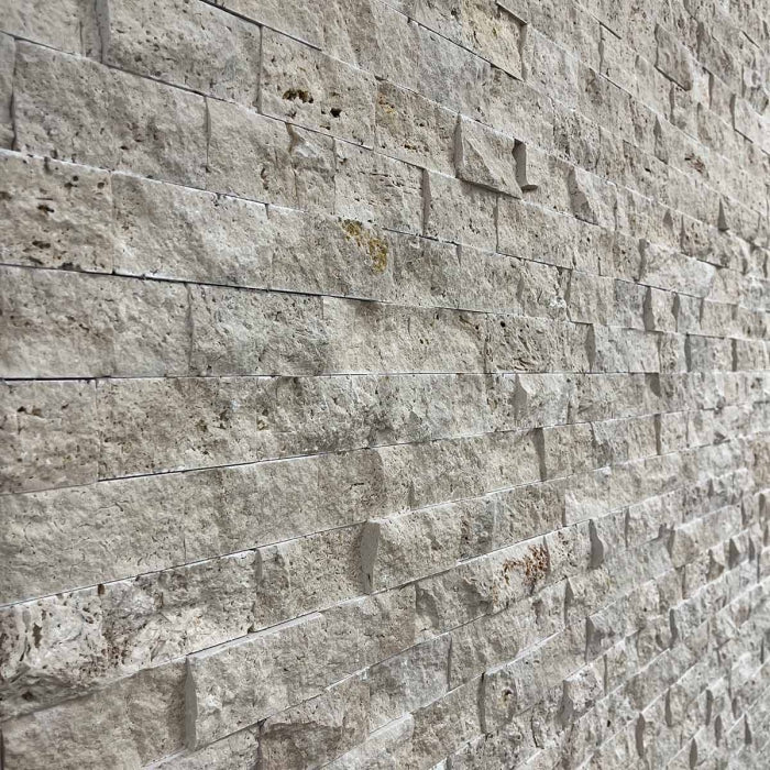 Ivory Travertine 2x4 Split Face Mosaic Tile - TILE AND MOSAIC DEPOT