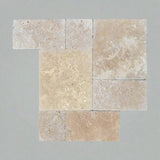 Ivory Travertine Tumbled 3cm Paver Roman Pattern - TILE & MOSAIC DEPOT