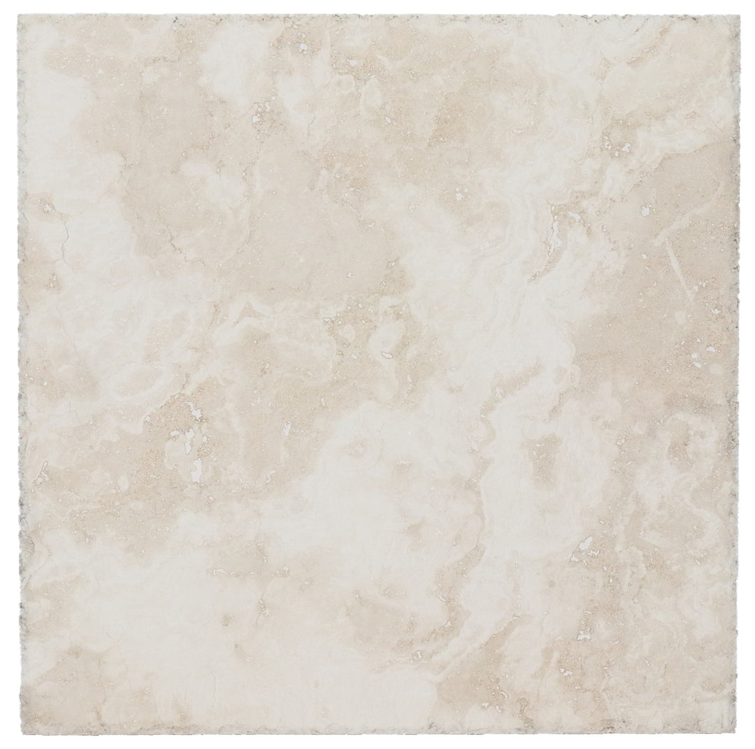 Ivory Travertine 18x18 Honed Brushed and Chiseled Tile - TILE & MOSAIC DEPOT