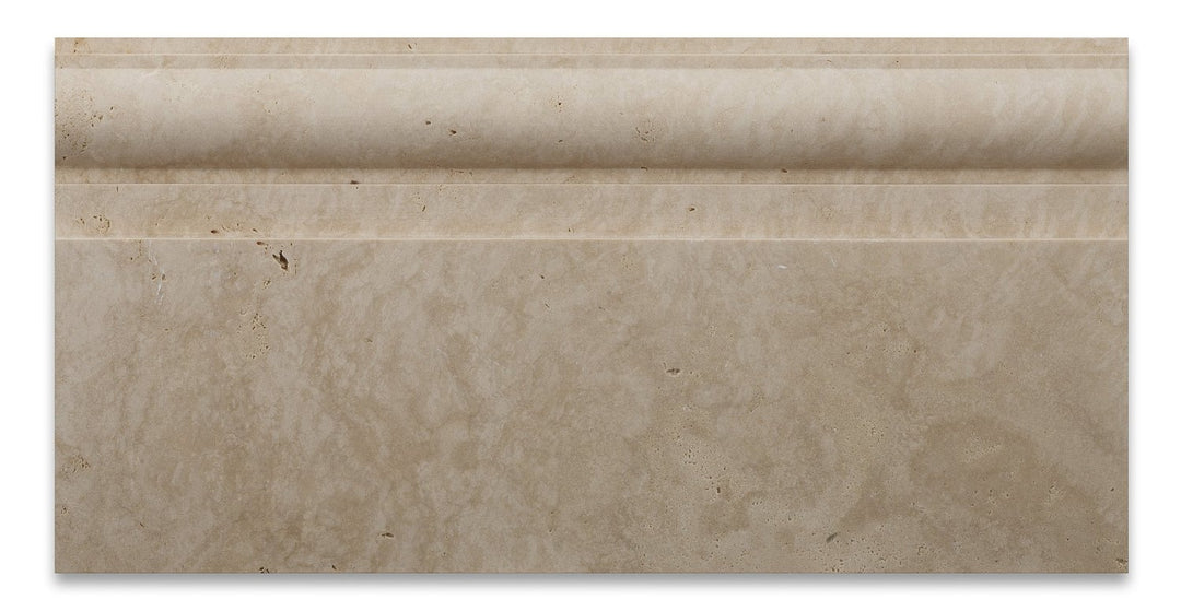 Ivory Travertine 6x12 Honed Baseboard Molding - TILE AND MOSAIC DEPOT