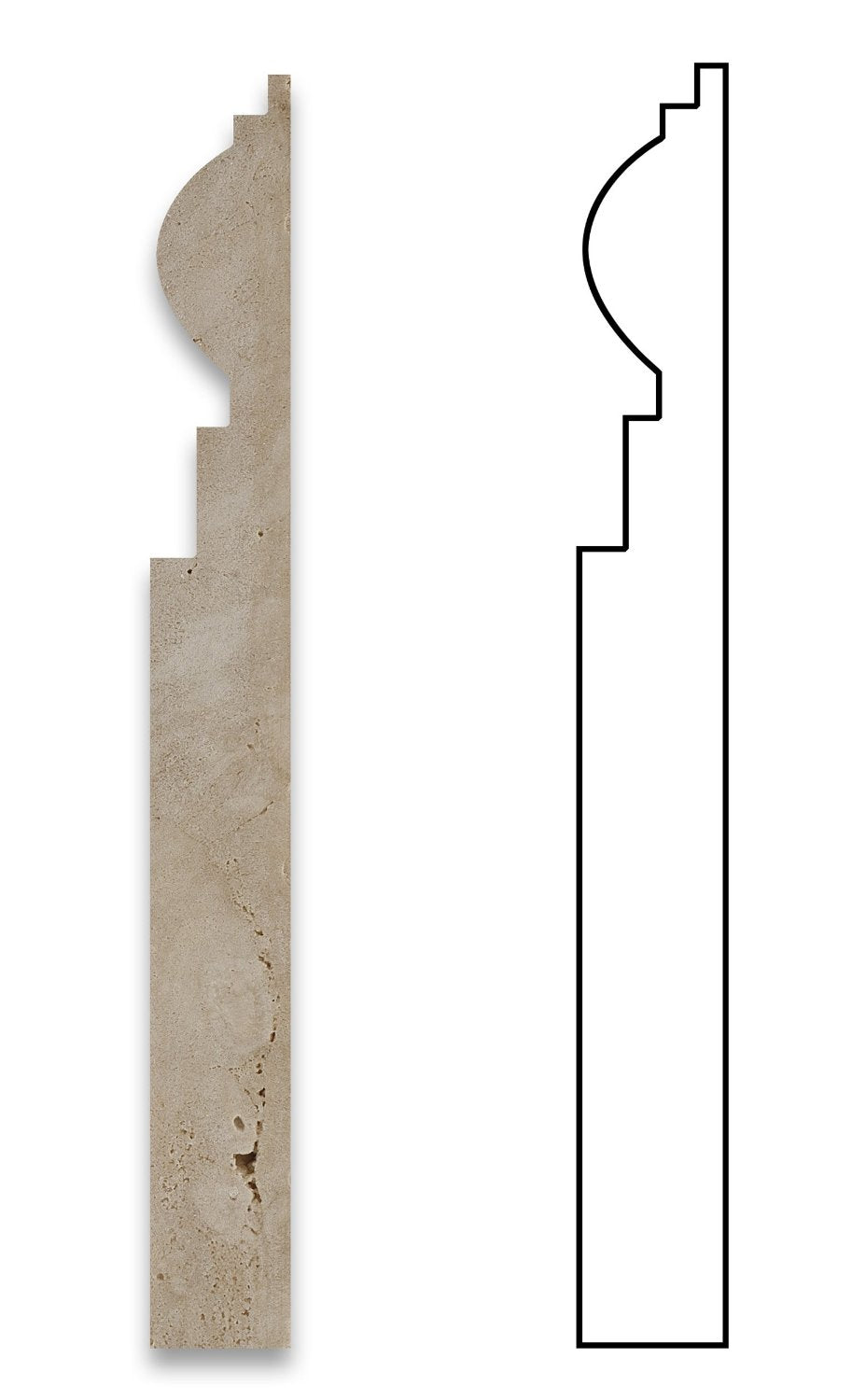 Ivory Travertine 6x12 Honed Baseboard Molding - TILE AND MOSAIC DEPOT