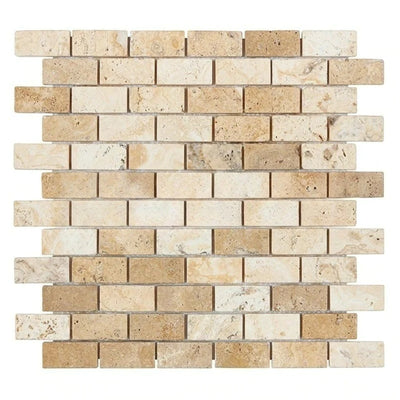 Latravonya Filled Honed 1x2 Travertine Brick Mosaic Tile - TILE & MOSAIC DEPOT