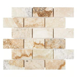 Latravonya Travertine 2x4 Filled Honed Brick Mosaic Tile - TILE & MOSAIC DEPOT