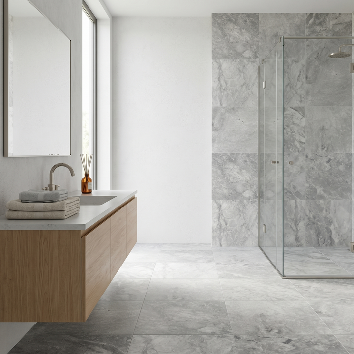 Lucy Gray Marble 12x12 Honed Tile - TILE AND MOSAIC DEPOT