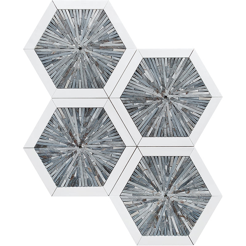 MICRONESIA KEPIROHI Blue Dolomite Marble Mosaic Tile - TILE & MOSAIC DEPOT