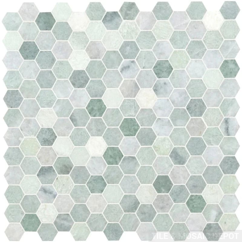 Ming Green Marble 2x2 Hexagon Mosaic Tile - TILE & MOSAIC DEPOT