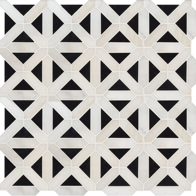 Retro Fretwork Polished Geometric Mosaic Tile - TILE & MOSAIC DEPOT