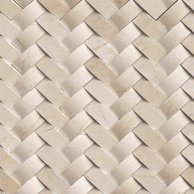 Crema Marfil Marble Arched Herringbone Polished Mosaic Tile - TILE & MOSAIC DEPOT