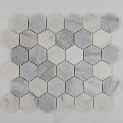 Bianco Caldo Mugla White 2x2 Hexagon Polished Mosaic Tile - TILE & MOSAIC DEPOT