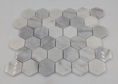 Bianco Caldo Mugla White 2x2 Hexagon Polished Mosaic Tile - TILE & MOSAIC DEPOT