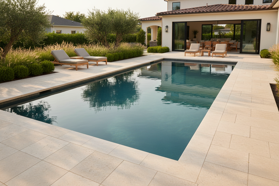 Myra Limestone 16x24 5cm Eased Edge Tumbled Pool Coping