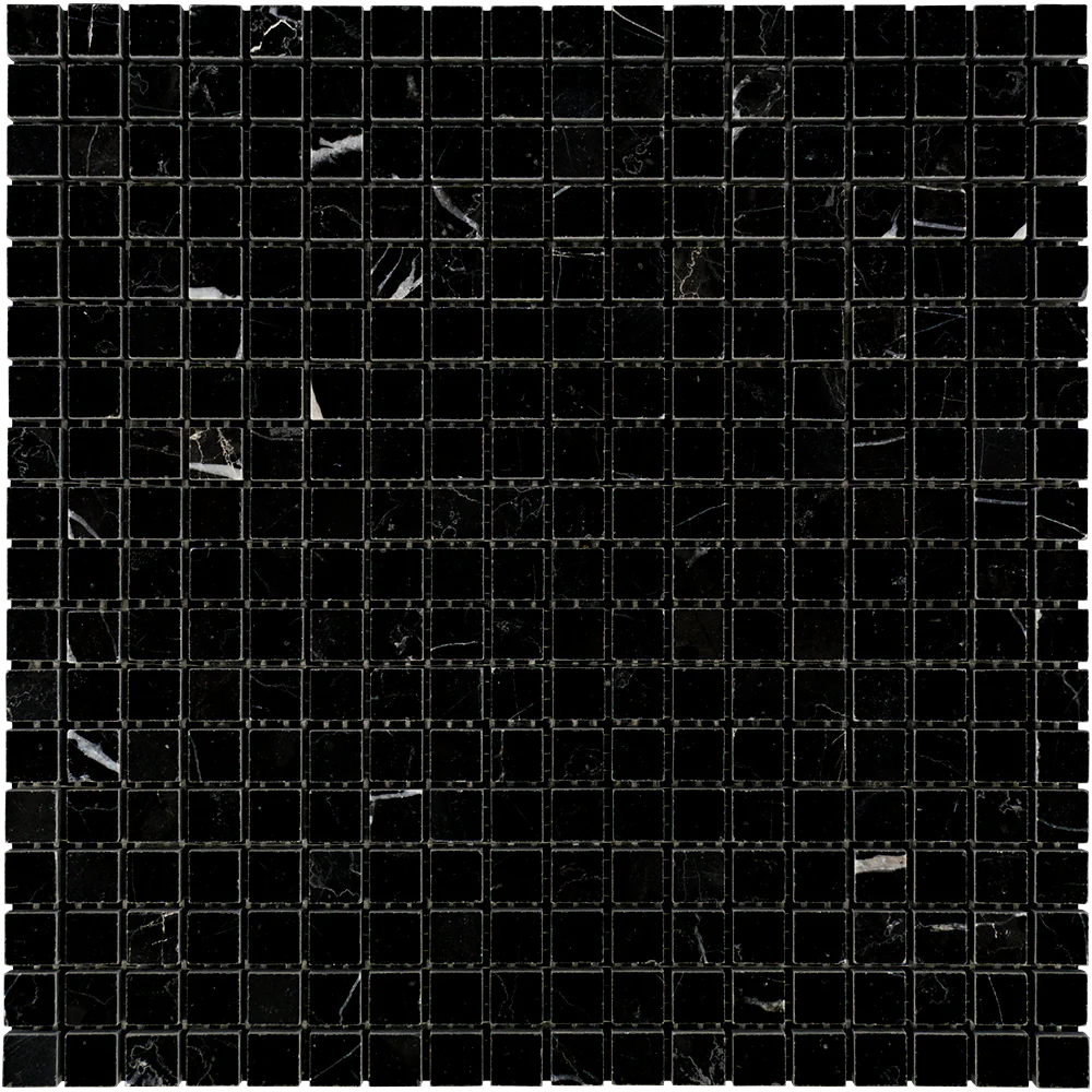 Nero Marquina Marble 5/8x5/8 Honed Mosaic Tile - TILE & MOSAIC DEPOT