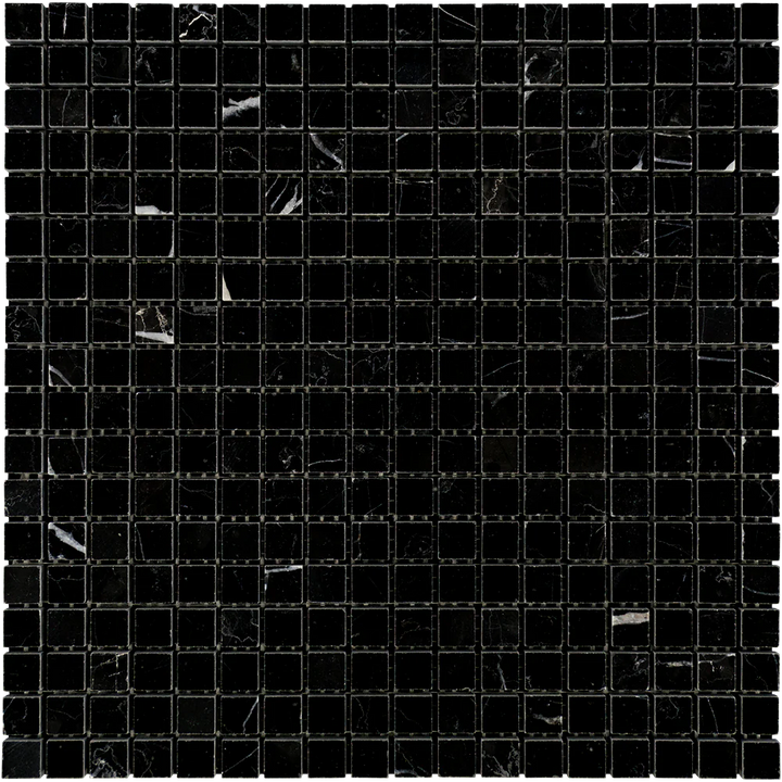 Nero Marquina Marble 5/8x5/8 Honed Mosaic Tile - TILE & MOSAIC DEPOT