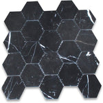 Nero Marquina Marble 3x3 Hexagon Polished Mosaic Tile - TILE & MOSAIC DEPOT