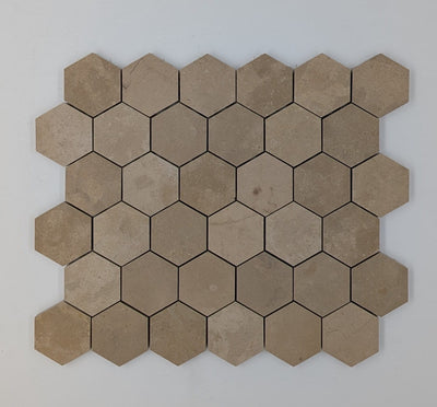 Nova Gold Limestone 2x2 Hexagon Honed Mosaic Tile (Clearance) - TILE & MOSAIC DEPOT