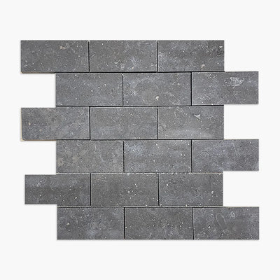 Nova Blue Limestone 2x4 Honed Brick Mosaic Tile - TILE & MOSAIC DEPOT