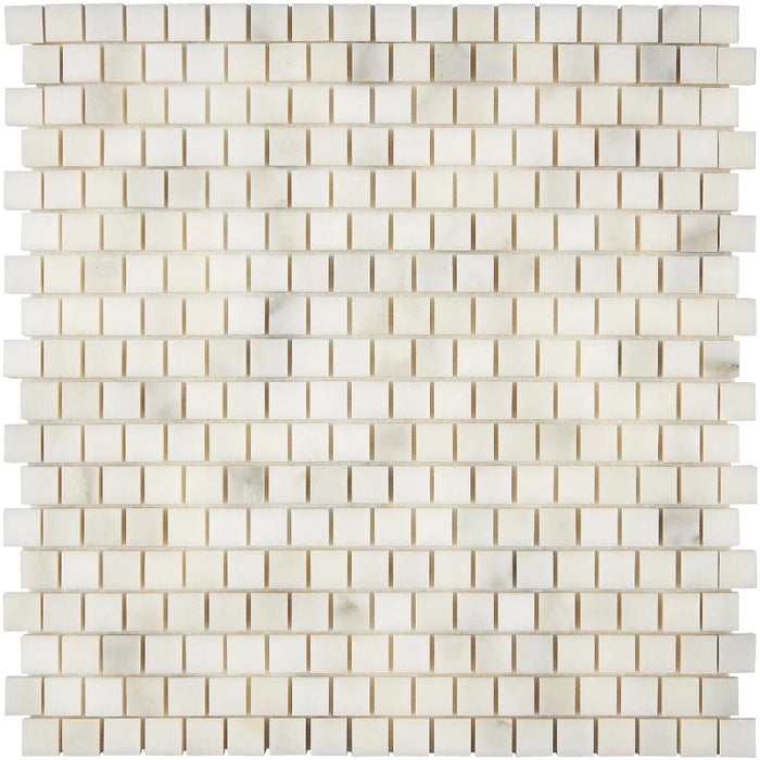 Calacatta Oliva Marble 5/8x5/8 Staggered Polished Mosaic Tile - TILE & MOSAIC DEPOT