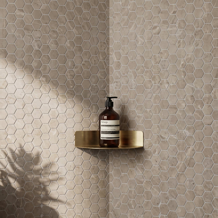 Crema Perlino Limestone 2×2 Hexagon Honed Mosaic