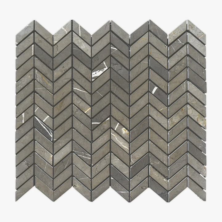 Pietra Gray Marble Mini Chevron Honed Mosaic