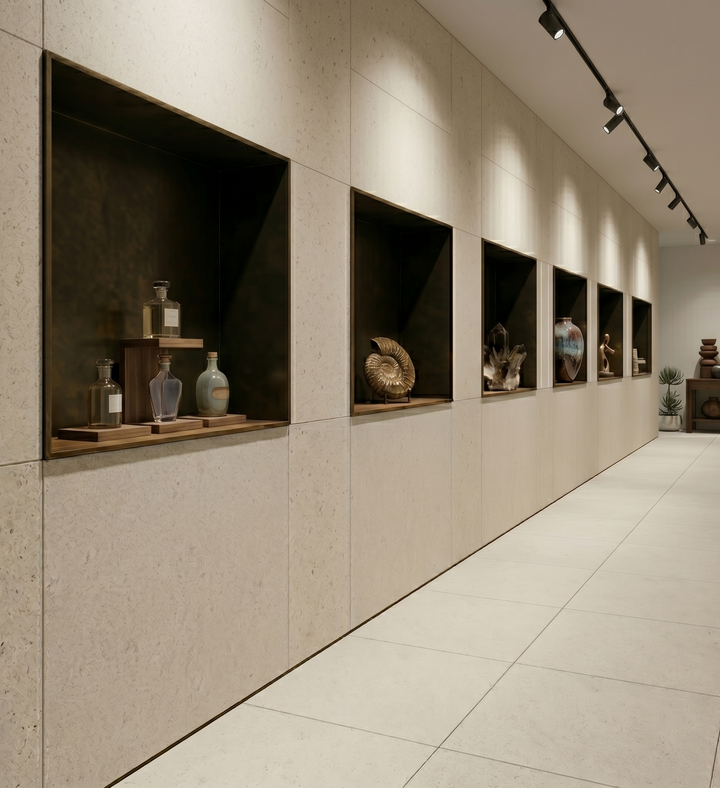 Beige honed Porto limestone natural stone tile, 18x36 inches, showcasing smooth surface and elegant rectangular design.