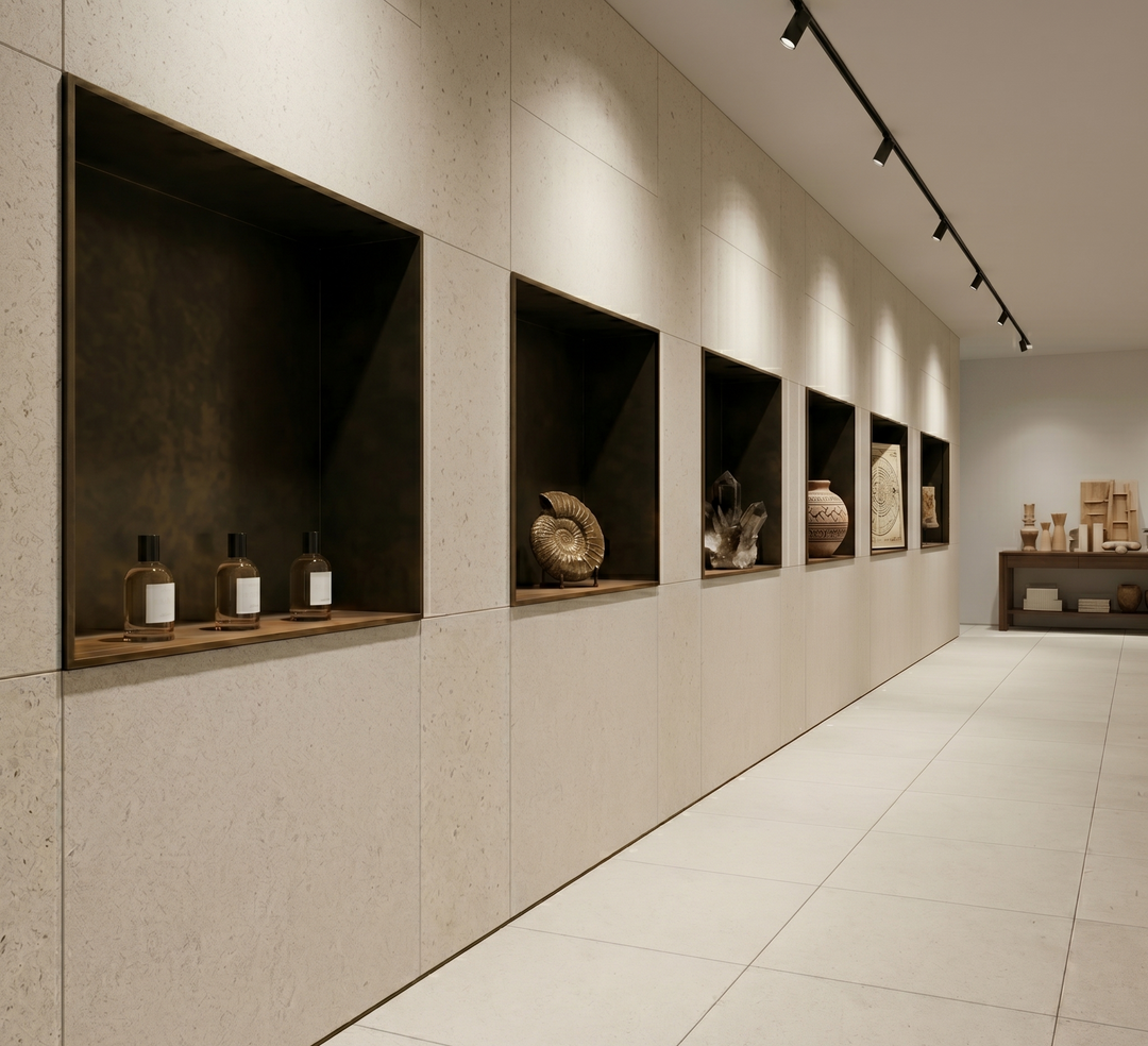 Beige limestone natural stone tile 18x18 honed finish installed, showing smooth surface and neutral color for flooring or walls