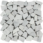 White Carrara Marble Flat Pebble / Paledian (Random Broken) Mosaic Tile - TILE & MOSAIC DEPOT