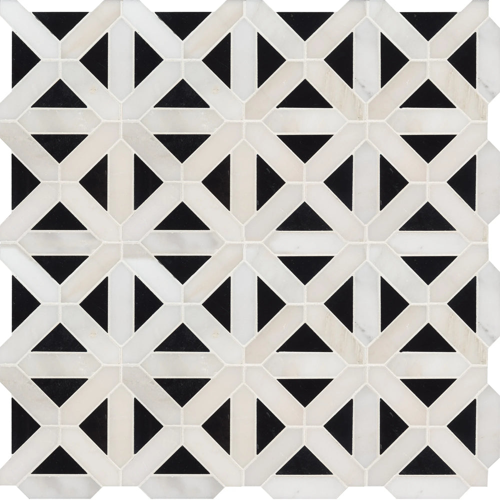 Retro Fretwork Polished Geometric Mosaic Tile - TILE & MOSAIC DEPOT