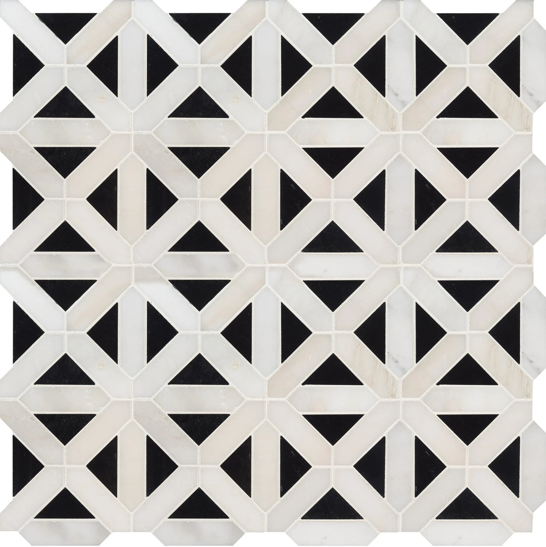 Retro Fretwork Polished Geometric Mosaic Tile - TILE & MOSAIC DEPOT
