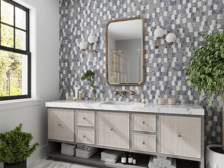 Rezzonico Terrazzo Bianco Carrara Mosaic Tile - TILE & MOSAIC DEPOT