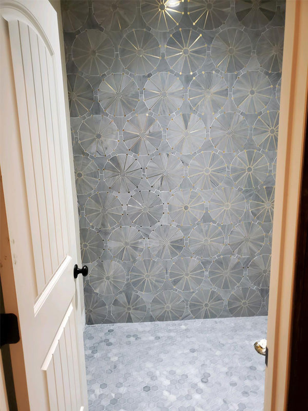 ROCKEFELLER Grey Sunburst Imperial Grey, Brass Mosaic Tile - TILE & MOSAIC DEPOT