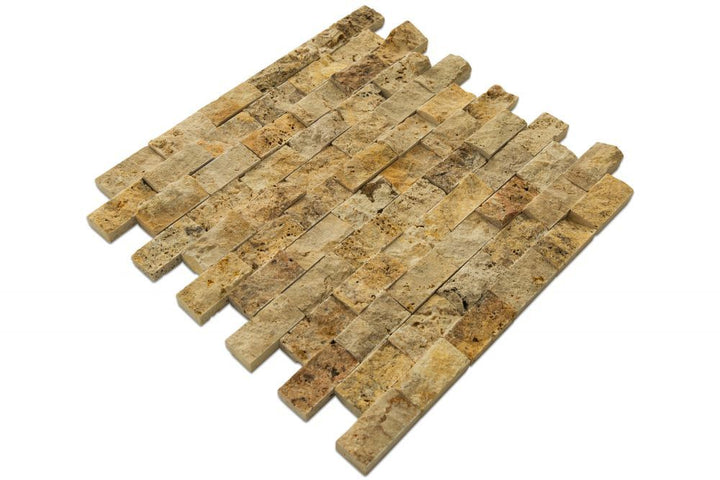 Scabos Travertine 1x2 Split Face Mosaic Tile (Clearance) - TILE & MOSAIC DEPOT