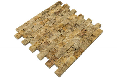 Scabos Travertine 1x2 Split Face Mosaic Tile (Clearance) - TILE & MOSAIC DEPOT