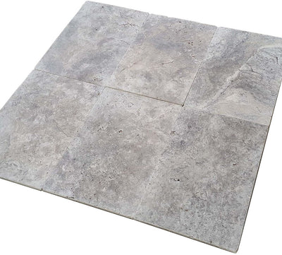 Silver Travertine 16x24 Tumbled Tile