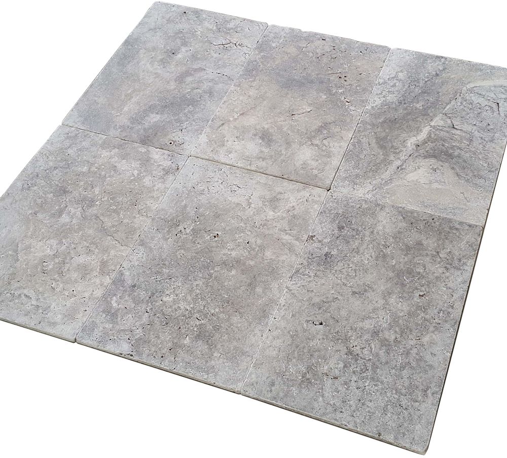 Silver Travertine 16x24 Tumbled Tile - TILE & MOSAIC DEPOT