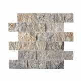 Silver Travertine 2x4 Split Face Mosaic Tile