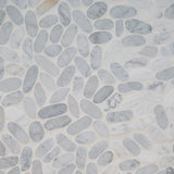 White Carrara Marble Sliced Marble Pebble Mosaic Tile - TILE & MOSAIC DEPOT