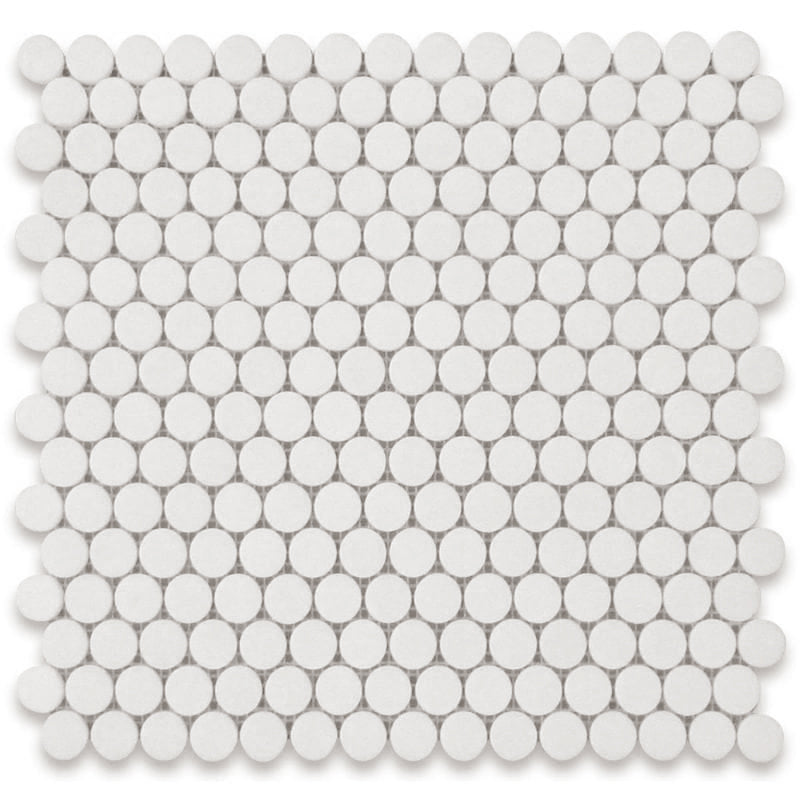 Thassos White Marble Penny Round Honed Mosaic Tile - TILE & MOSAIC DEPOT