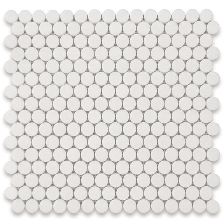 Thassos White Marble Penny Round Honed Mosaic Tile - TILE & MOSAIC DEPOT