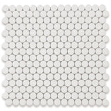 Thassos White Marble Penny Round Honed Mosaic Tile