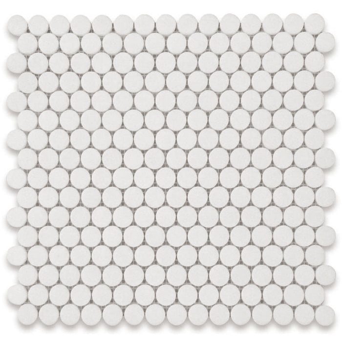 Thassos White Marble Penny Round Honed Mosaic Tile