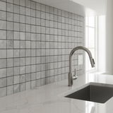 Tundra Gray 2x2 antique tumbled mosaic kitchen - correct scale